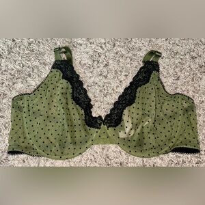Women’s Victoria's Secret Olive and Black Polka Dot Sheer Bra Size 40D